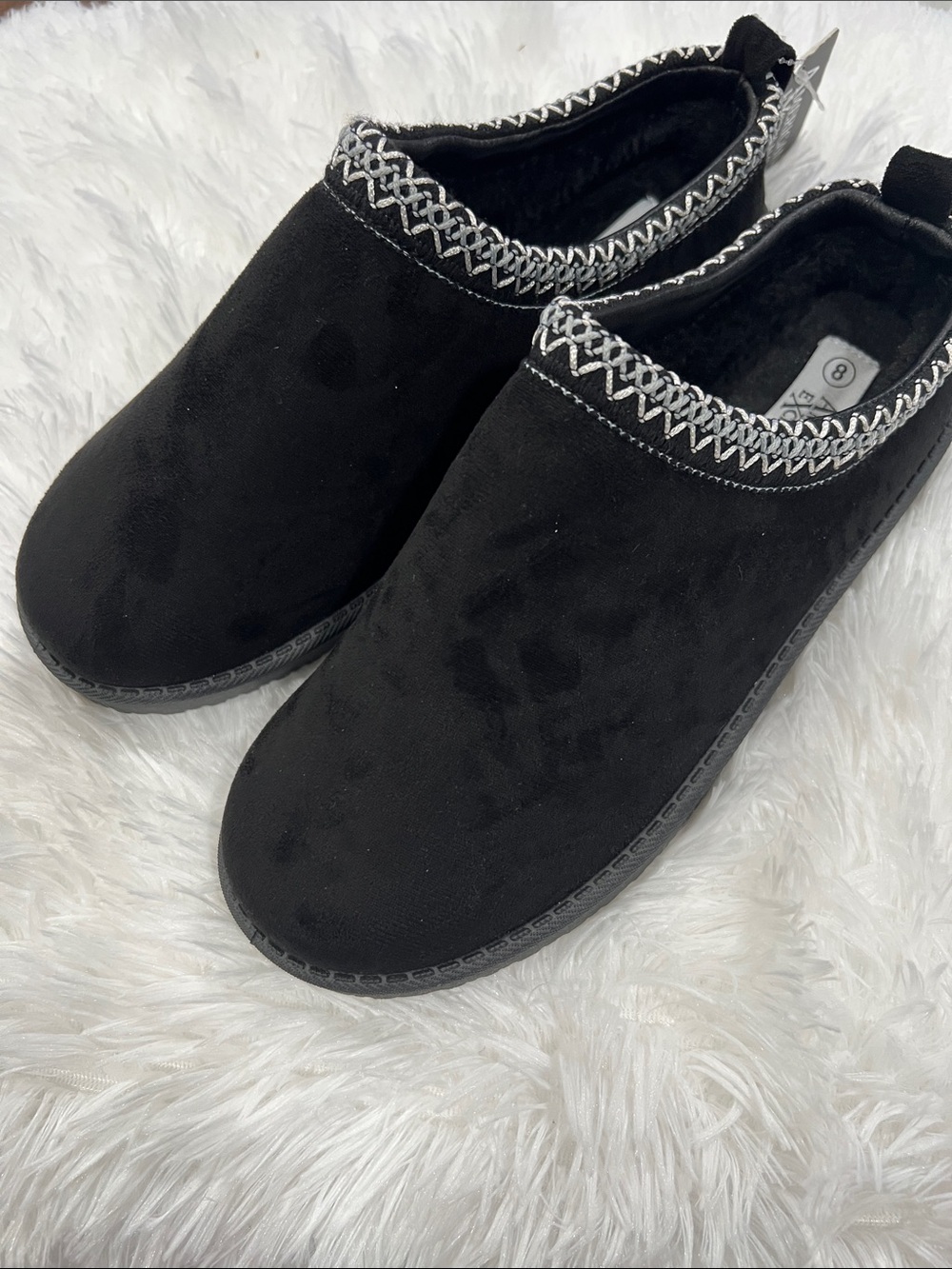 American Exchange Black Cozy Slip-On Quilted-Trim Slippers